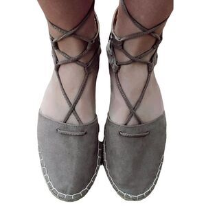 REPORT ‘Ponytail’ Taupe Lace Up Espadrille Flats